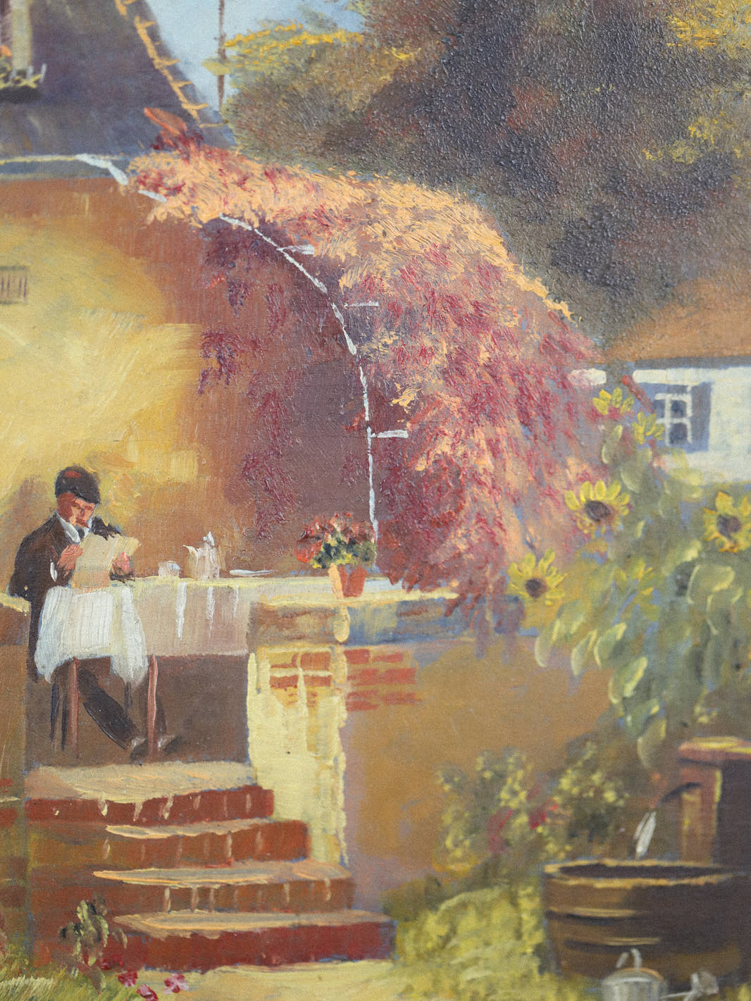 Vintage French Impressionist Garden Painting