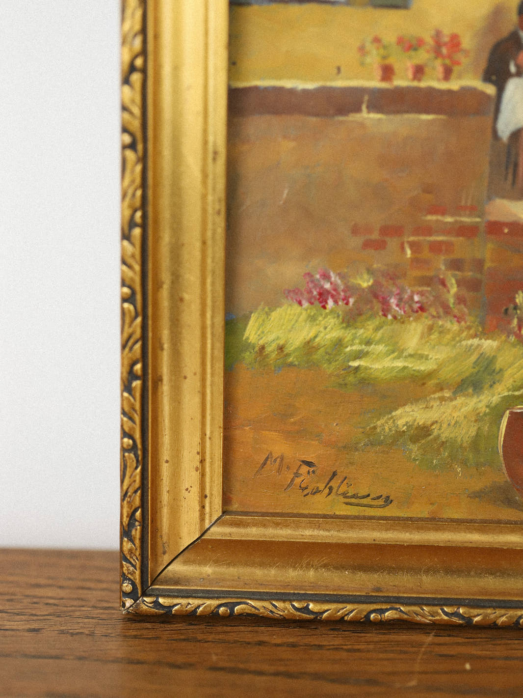 Vintage French Impressionist Garden Painting