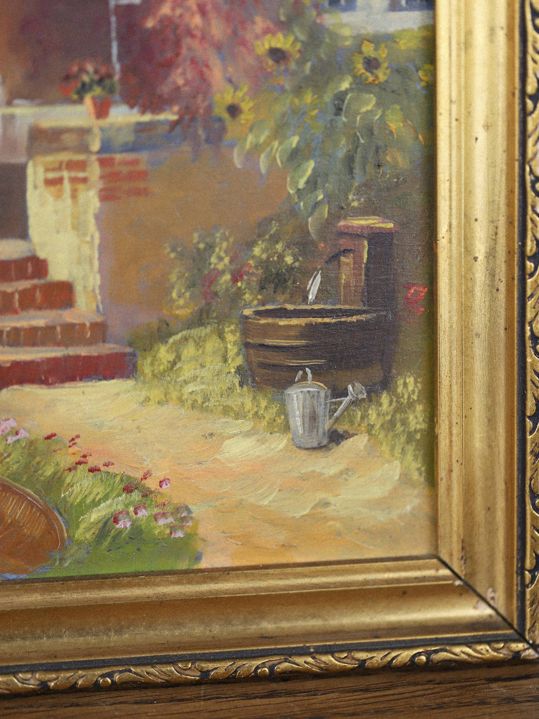 Vintage French Impressionist Garden Painting