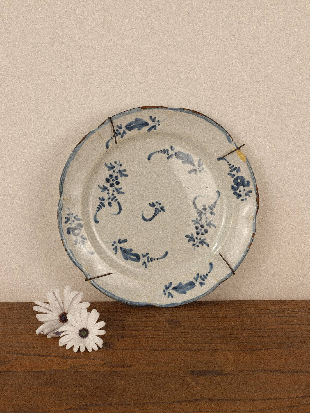 Antique 19th Century Blue Faïence Plate II