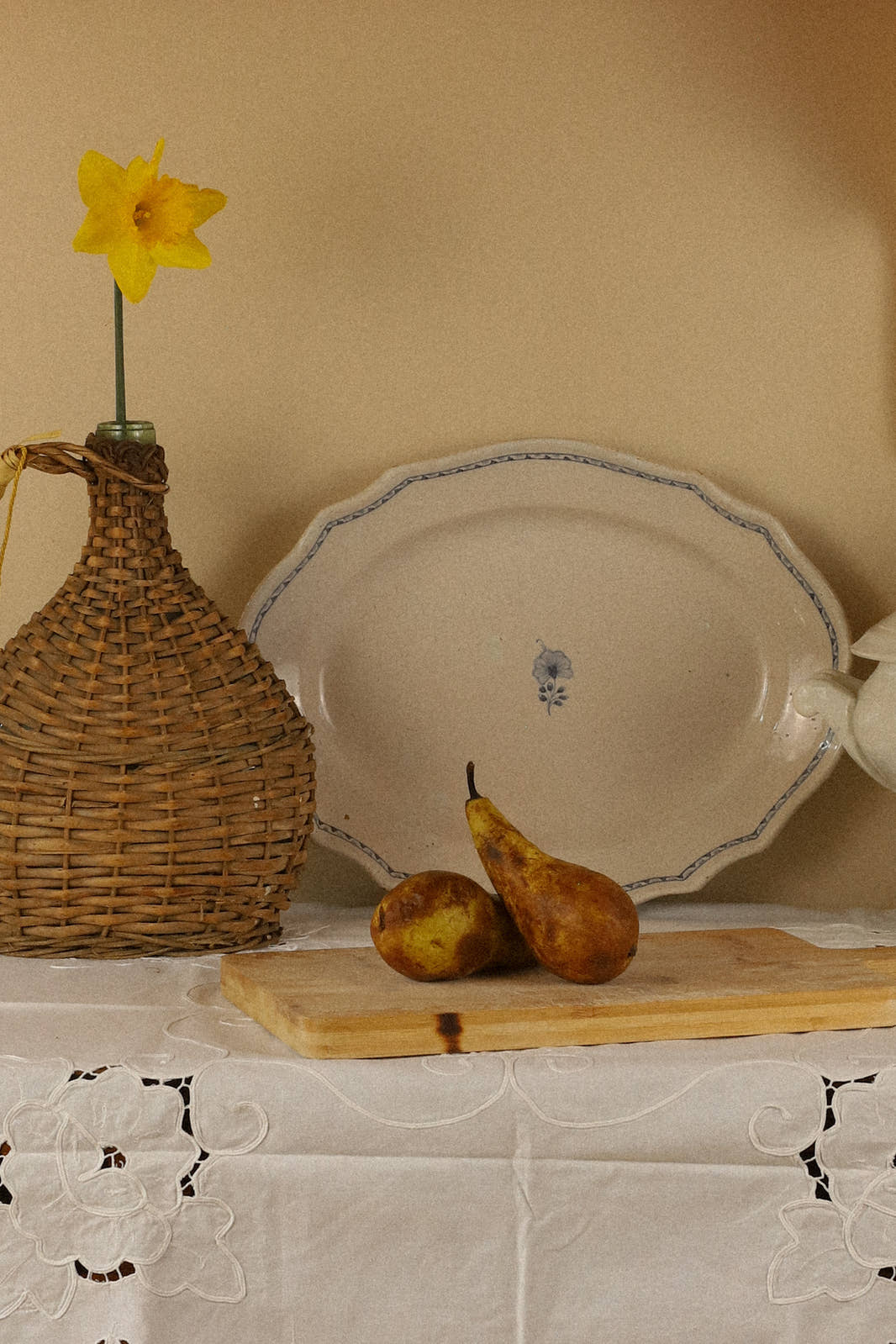 Antique Hand-Painted Floral Faïence Platter