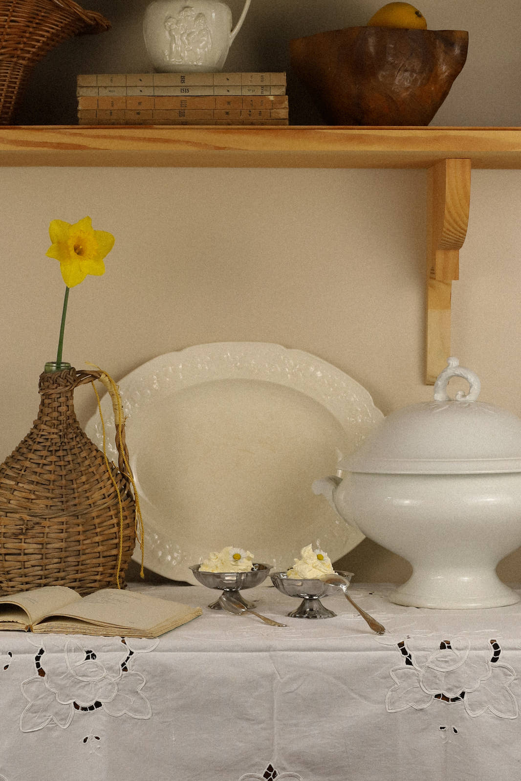 Pair of High Vintage Scalloped Ice Cream Cups