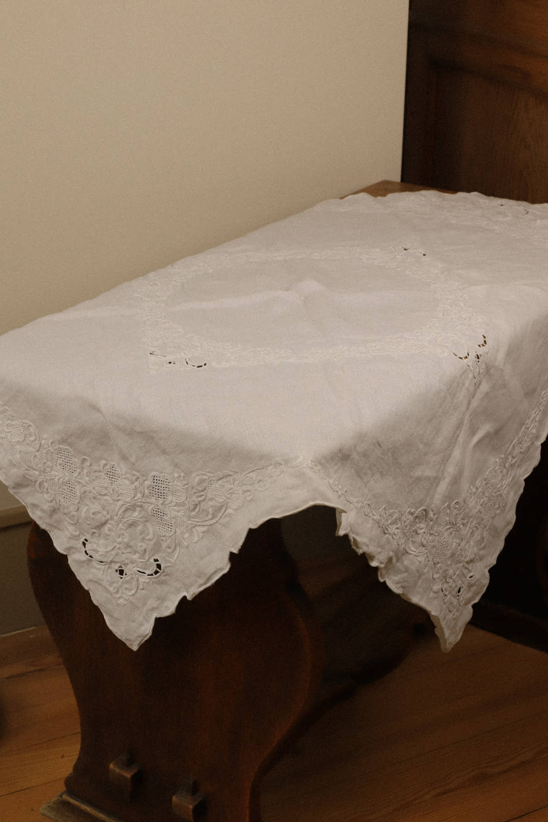 Vintage Handmade French Linen Table Cloth